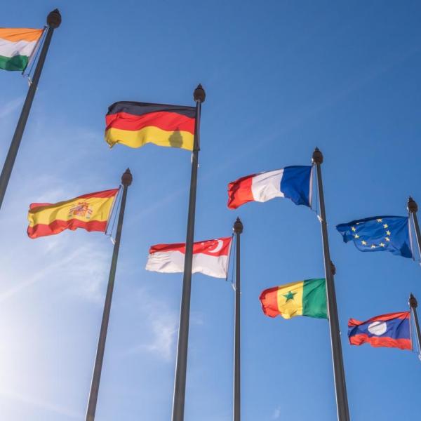 International flags flying