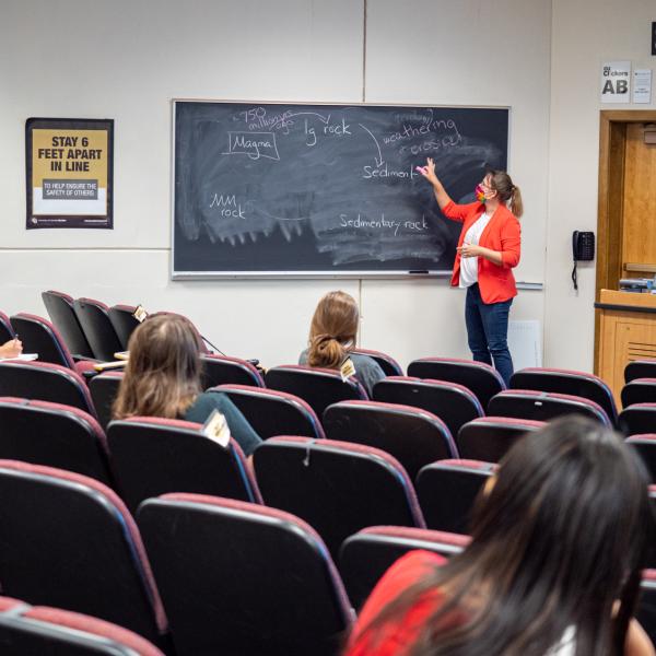 Instructor leads geology class