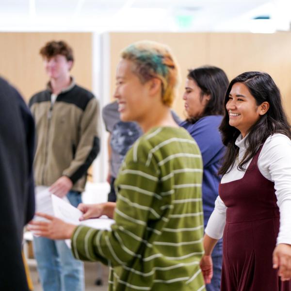 Graduate students at a campus event