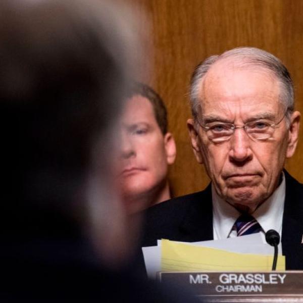 Sens. Orrin Hatch, left, and Chuck Grassley, right, seen during a U.S. Senate hearing.