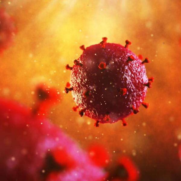 The HIV virus, a retrovirus, under the microscope