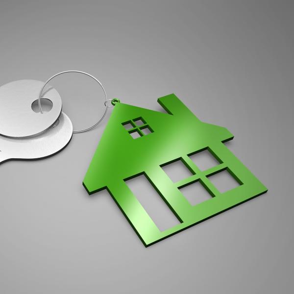 A clip art photo of a house and set of keys. Courtesy of Pixabay.