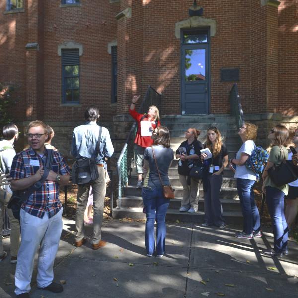 HR staff member gives tour in New Employee Welcome Experience
