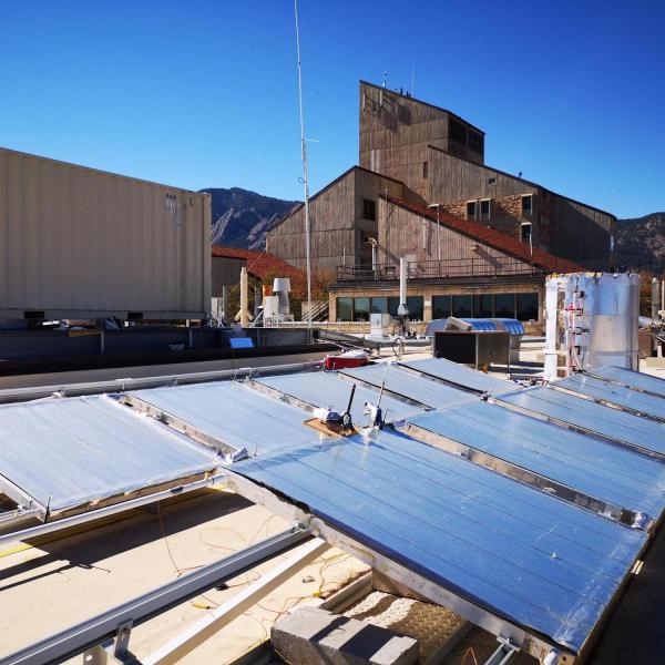An array of radiative cooling modules on the CU Boulder campus.