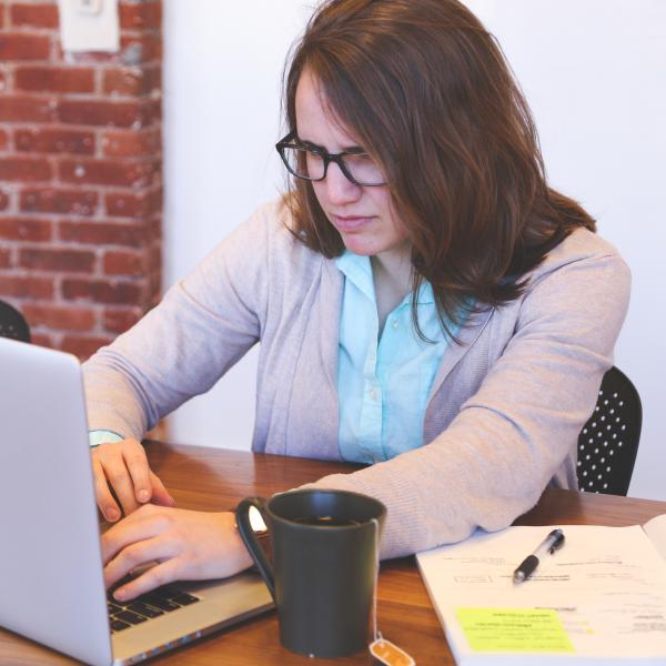 College student reading employment-scan email