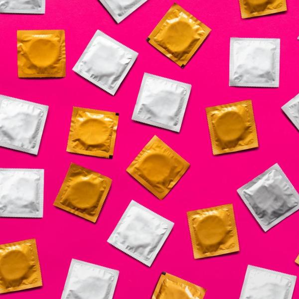 Condoms in wrapper