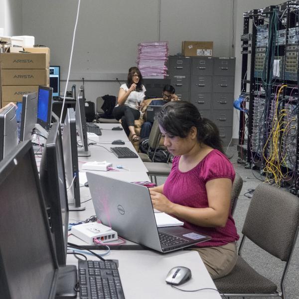 People do research in computer lab