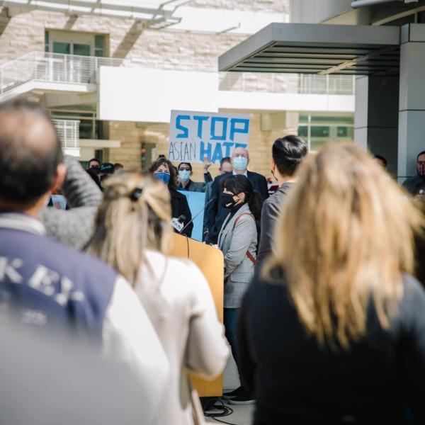 Peaceful protest of Asian hate and racism