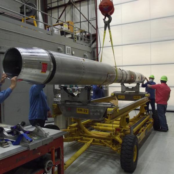 SDO/EVE calibration rocket assembly in White Sands, New Mexico. (Credit: LASP)