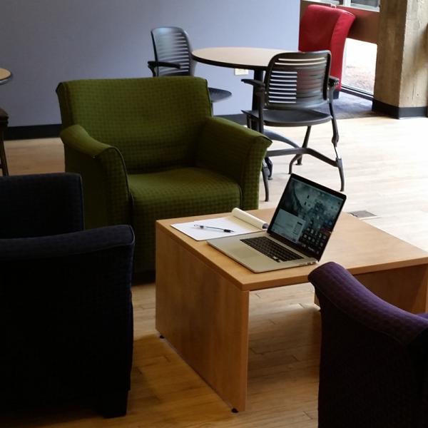 Laptop on a table.