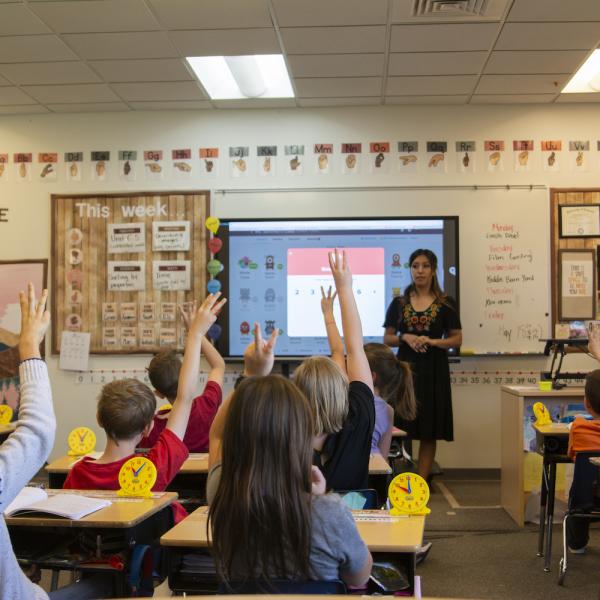 Student-teacher in the classroom