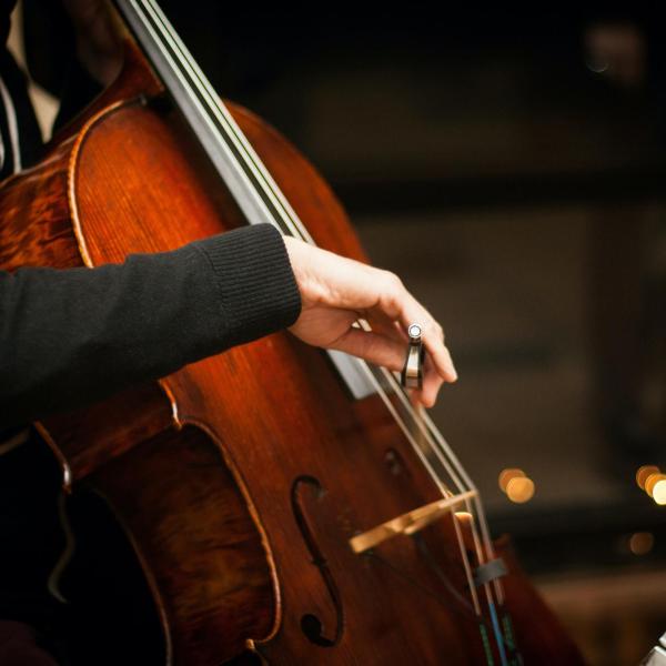 Stock image of a person playing cello