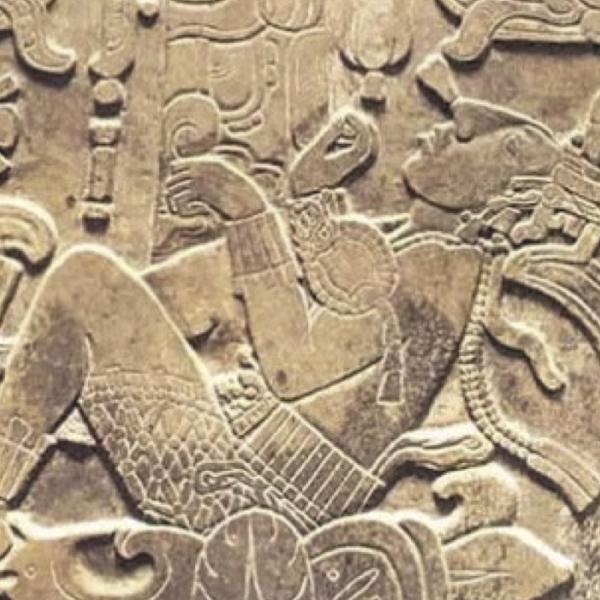 An image of Mayan carved stone.