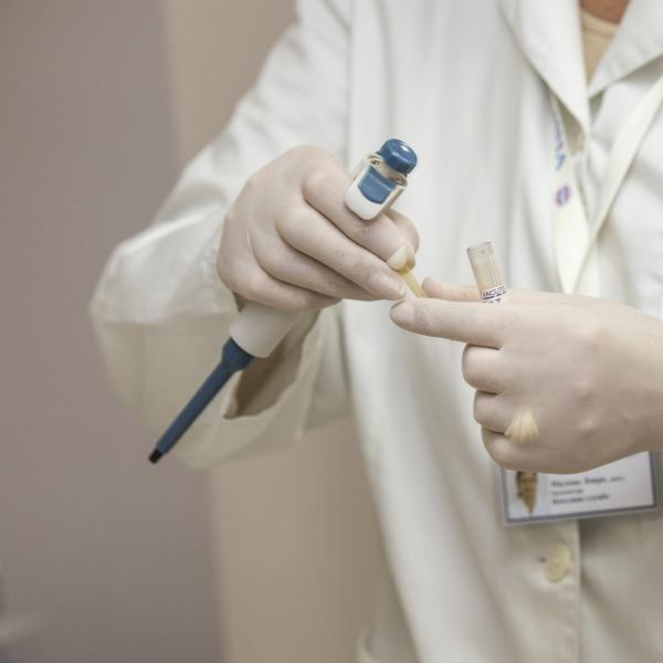 Medical professional preparing medication