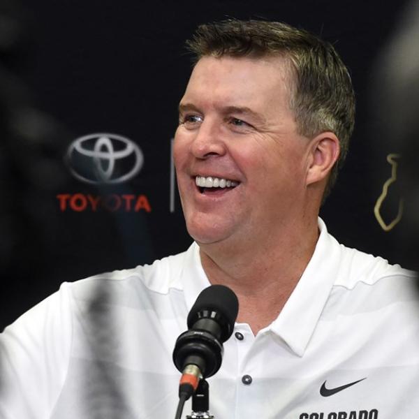 Head football coach Mike MacIntyre during interview