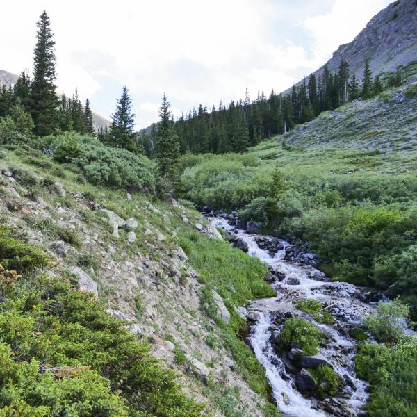 water running down mountain on Missouri Gultch Hike