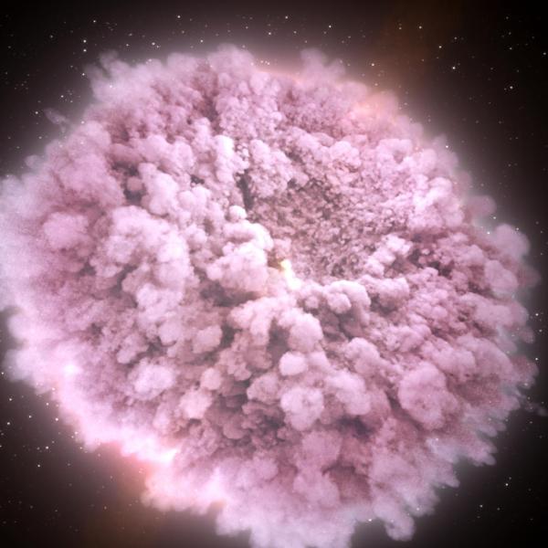 Illustration of two neutron stars just before colliding