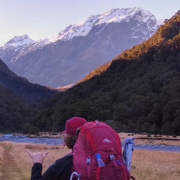 Student hiking in New Zealand