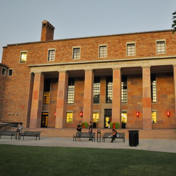 Photo of Norlin Library's west face.