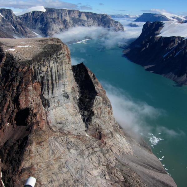 An aerial view of arctic lands