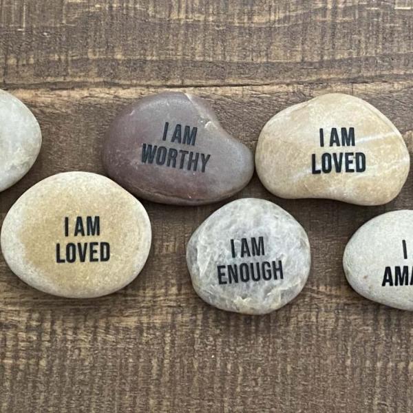 Stones with affirmations engraved on them