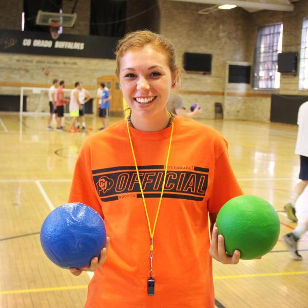 Students playing dodgeball