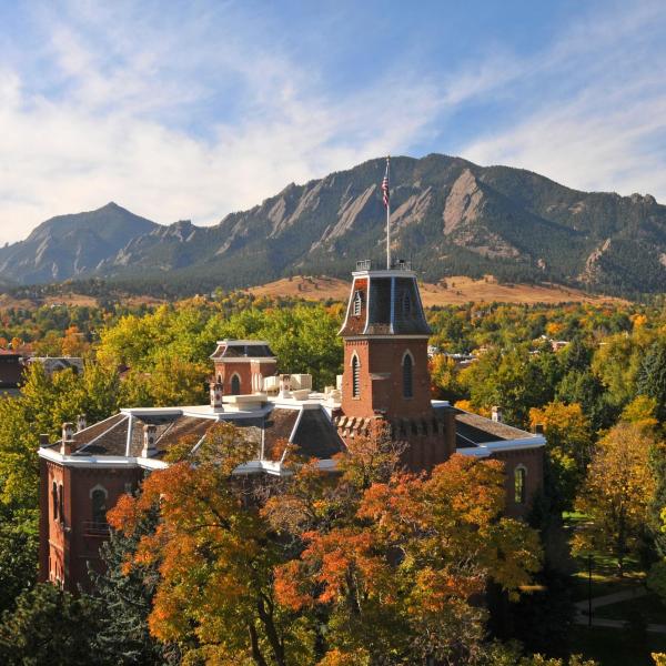 Old Main on the CU Boulder campus in fall.