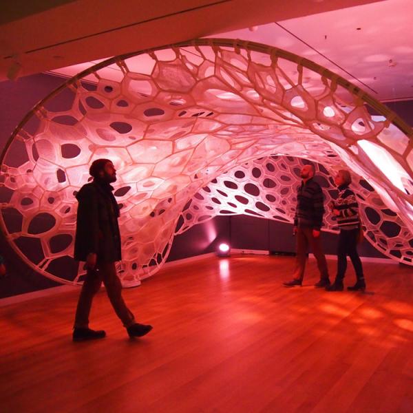 Knitted textile structures at the scale of a small pavilion
