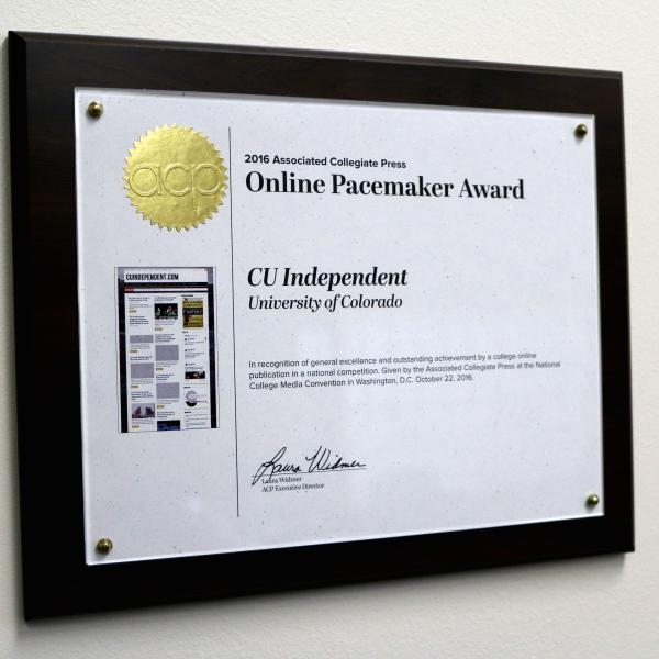 CU Independent's 2016 Online Pacemaker award