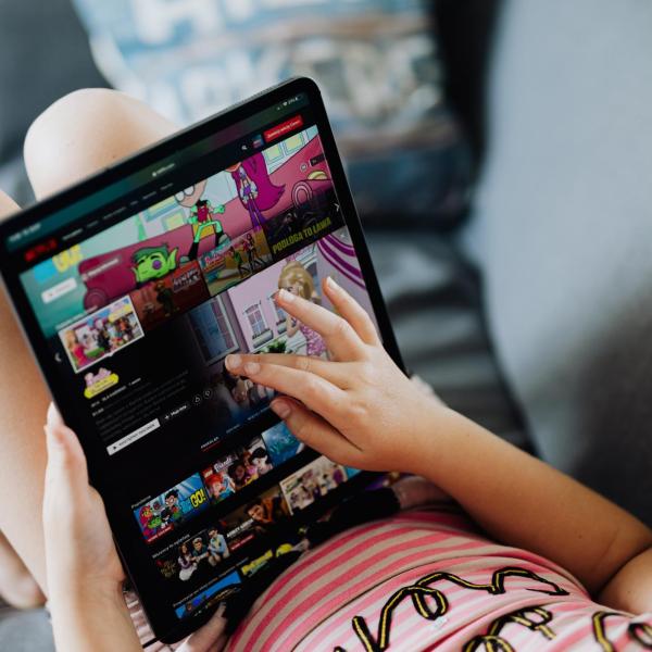 A child uses a tablet