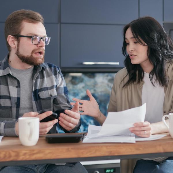 Two people having a difficult discussion