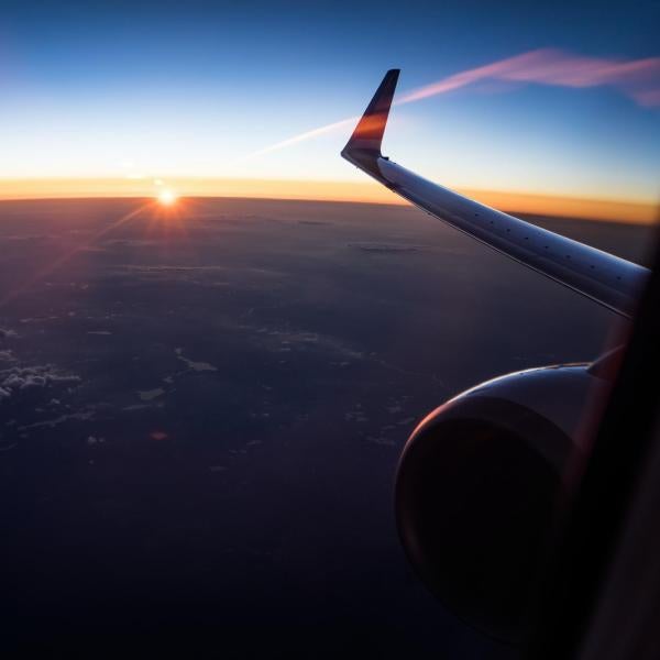 A jet at sunset