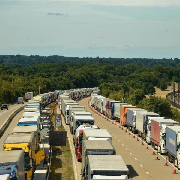 Rows of trailor trucks