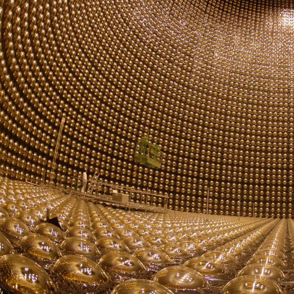 The interior of the Super-Kamiokande observatory