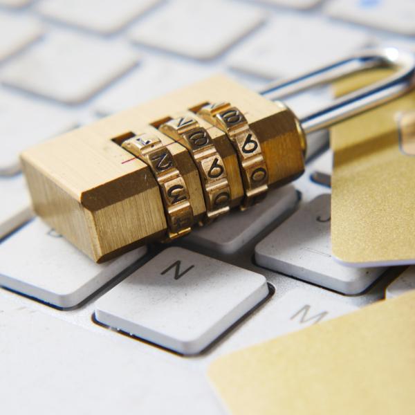 padlock on a computer keyboard