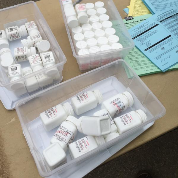 Medications separated into plastic containers