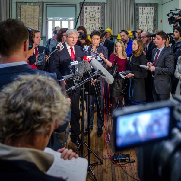 Press conference with Kevin Rudd in 2013