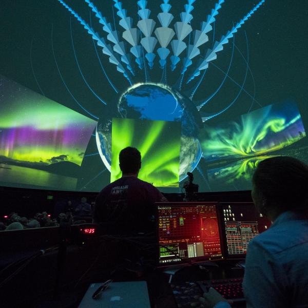 live footage of the Aurora Borealis at Fiske Planetarium