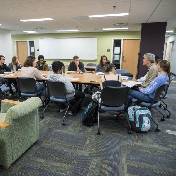 Robert Pasnau teaching small class around a table