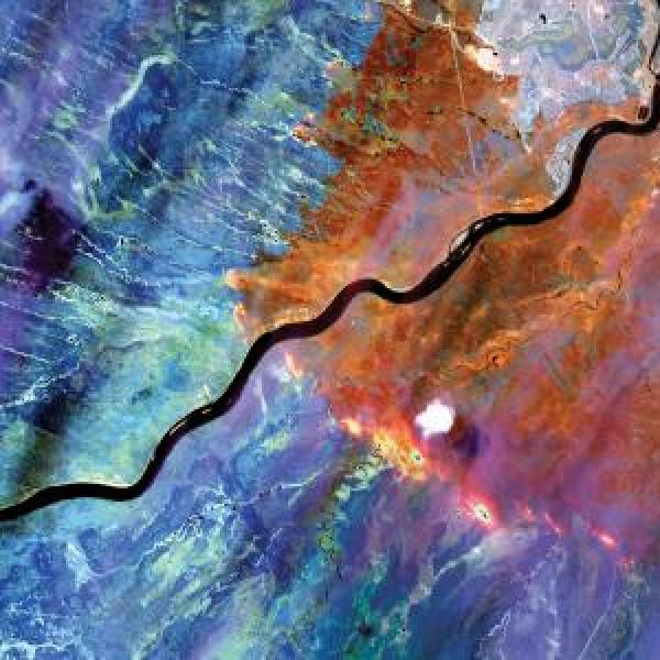 Earth Lab image from space of a wildfire in Canada