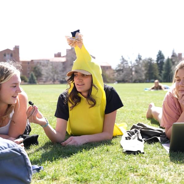People chat on the Norlin Quad.