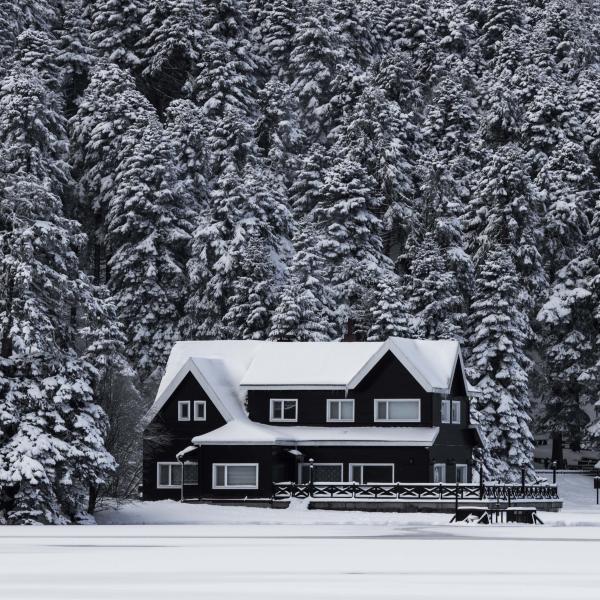 Snow covered home