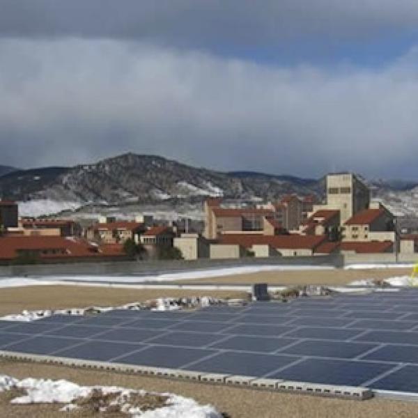 Solar energy panels on CU campus