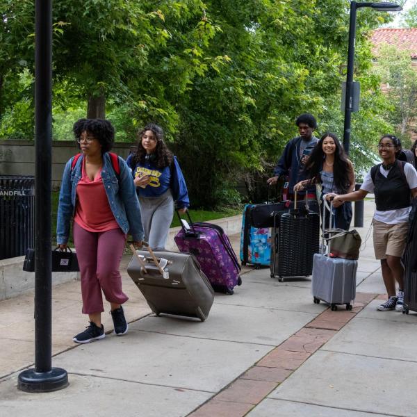 young string musicians arrive on the CU Boulder campus