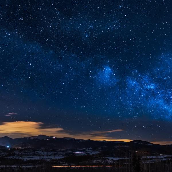 Photo of mountains, starry night