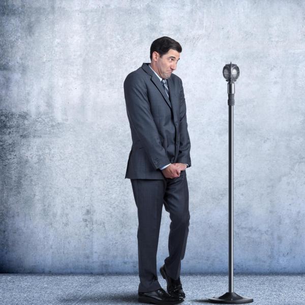 stock art of nervous person giving speech