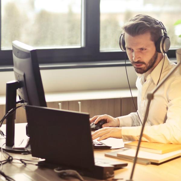 A man working at a desk