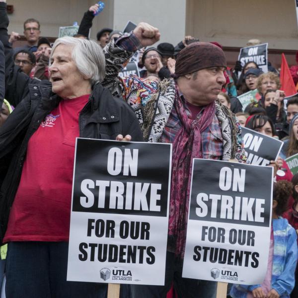 Picket line during Los Angeles teachers strike