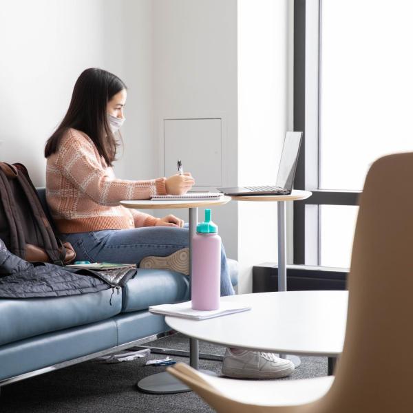 A student studying indoors