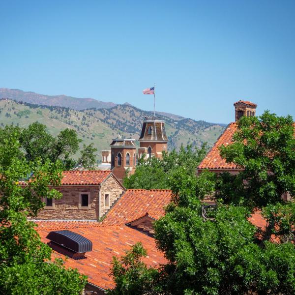 Old Main through the mountains